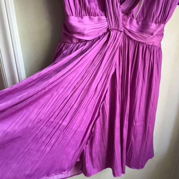 By Anthropologie Vibrant Deep V Mini Dress Purple Fuchsia A-Line Cocktail NWT - Picture 6 of 8